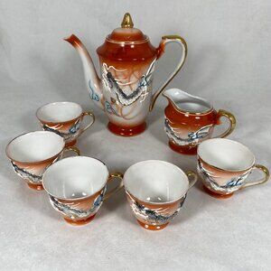 Vintage Japanese Moriage Dragonware Hand Painted 8pc Tea Set